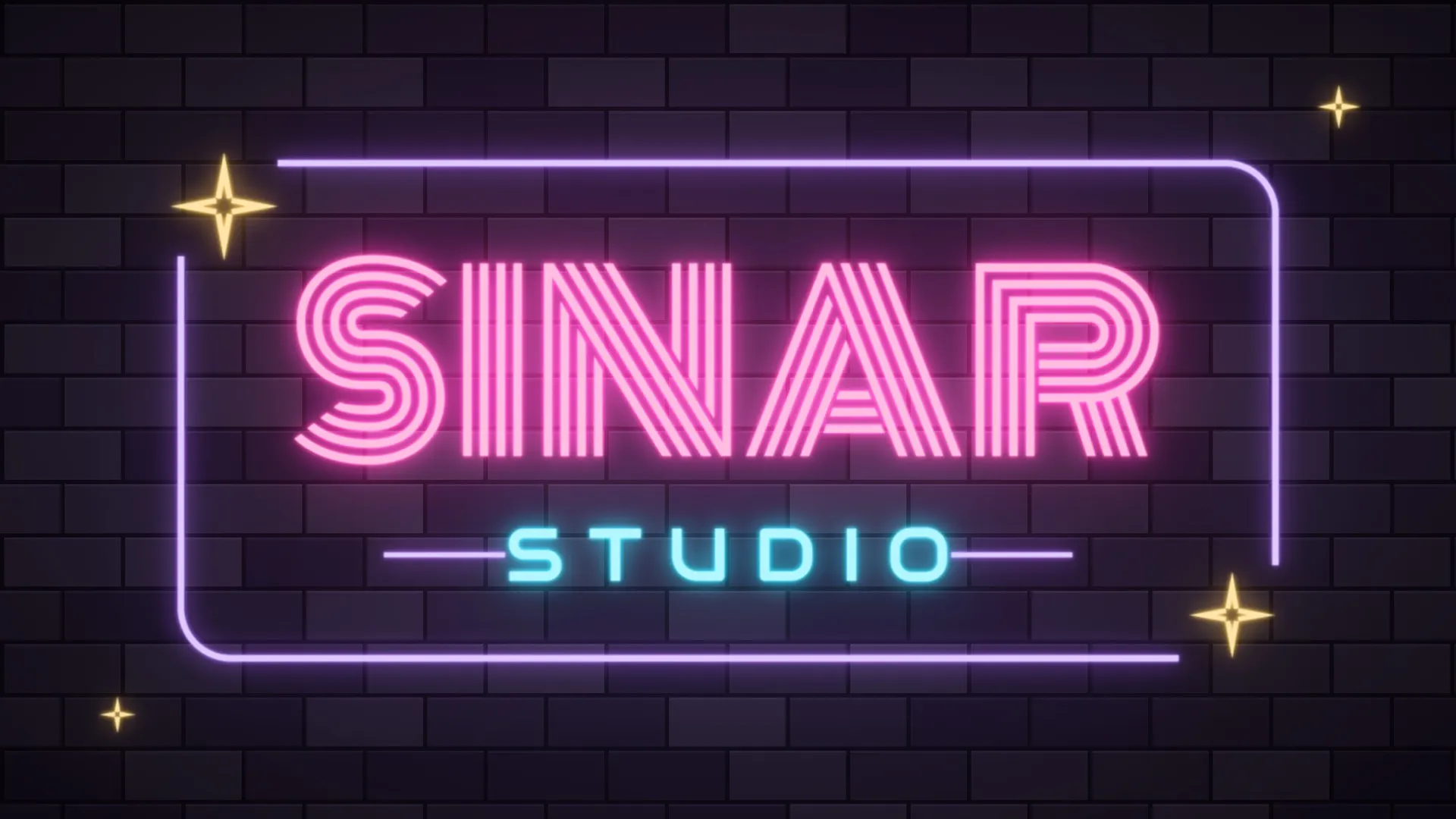 Sinar Studio neon sign on a brick wall